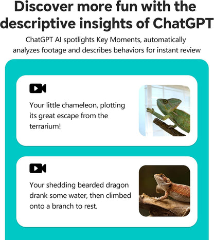 SnapBud Cámara de reptiles y acuario AI de 3MP 2K con soporte magné...