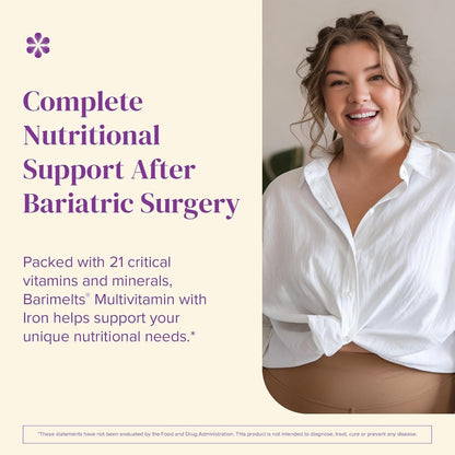 BariMelts Multivitamínico bariátrico con hierro - Suministro para 1...