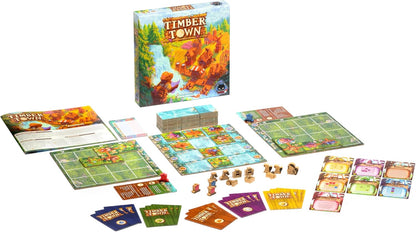 Timber Town - Juego de mesa de Alley Cat Games | A partir de 10 años | Juego de estrategia de dibujo de río para 2 jugadores | Colocación de azulejos, objetivos variables y construcción de ciudad con