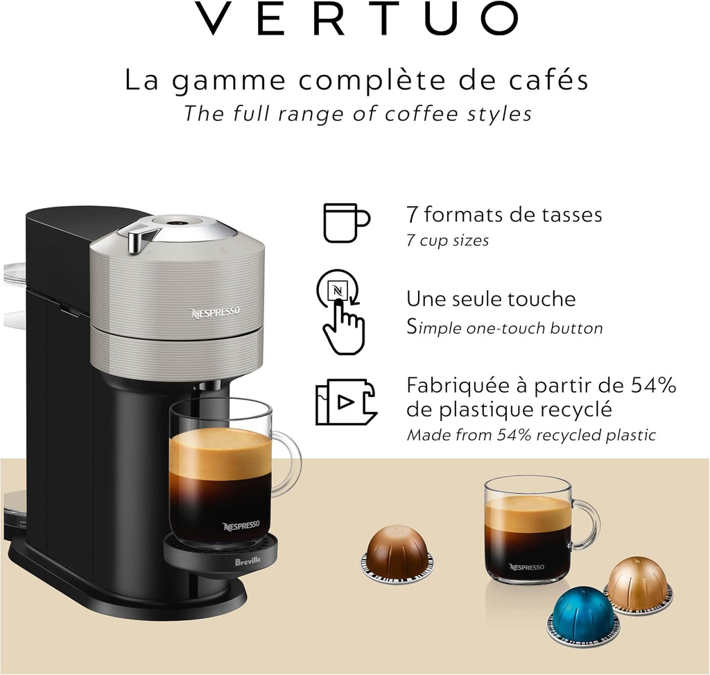 Nespresso Vertuo Next Cafetera de café y espresso de Breville, con...