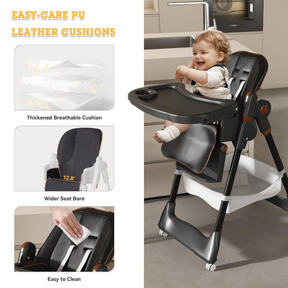 SmartEdge Silla Alta para Bebé con Ruedas, Sillas Altas Plegables 3...
