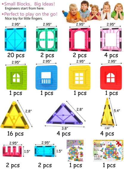 Jasonwell - Azulejos magnéticos, bloques magnéticos para niños 60 p...
