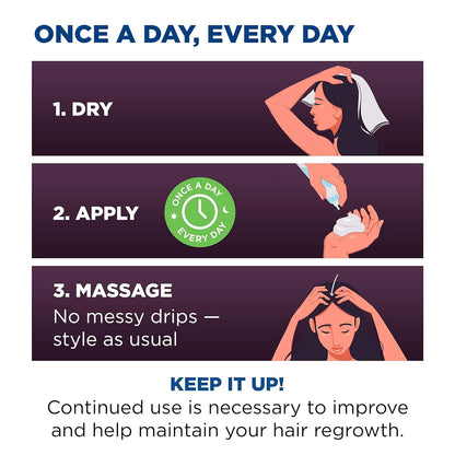 Rogaine - Espuma de minoxidil tópica al 5%, tratamiento contra la caída del cabello de una vez al día para mujeres para hacer crecer un cabello más abundante y grueso, sin perfume, suministro de 2