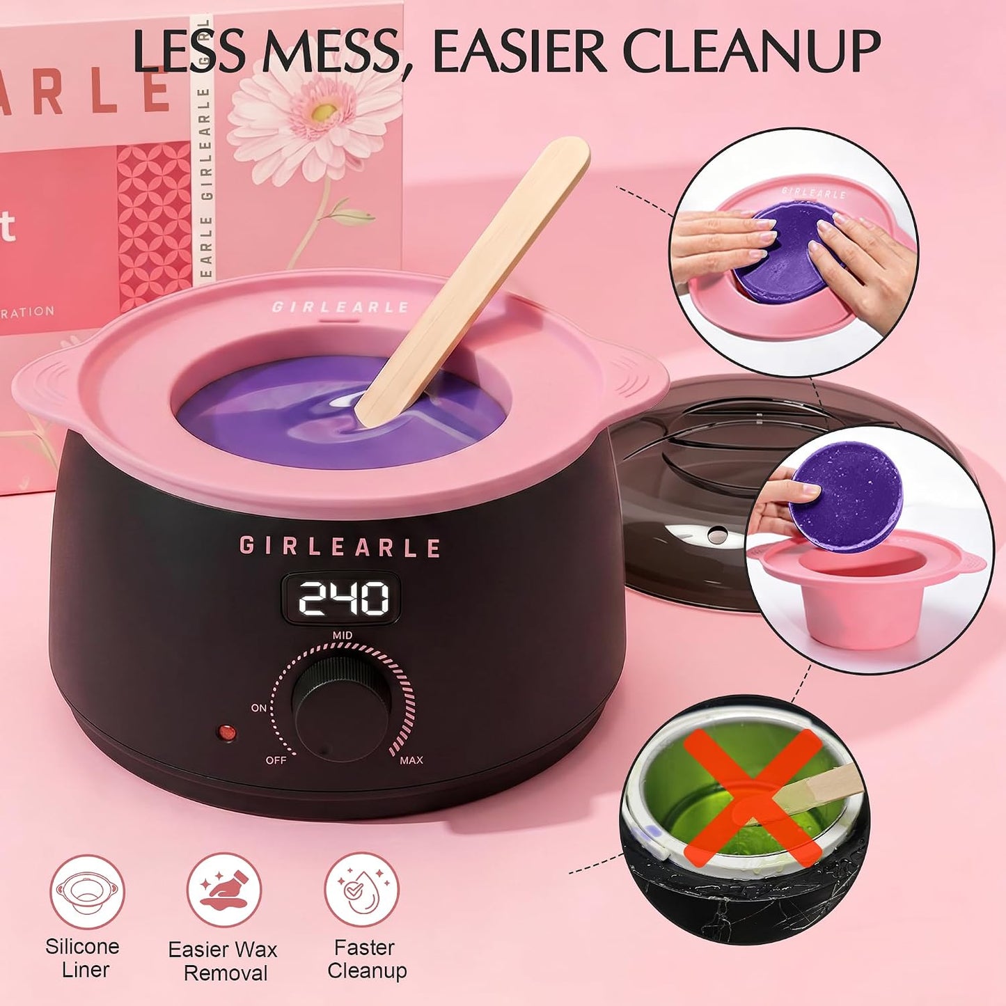 GIRLEARLE Kit de depilación digital negro y rosa para mujeres y hom...
