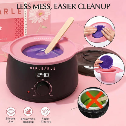 GIRLEARLE Kit de depilación digital negro y rosa para mujeres y hom...