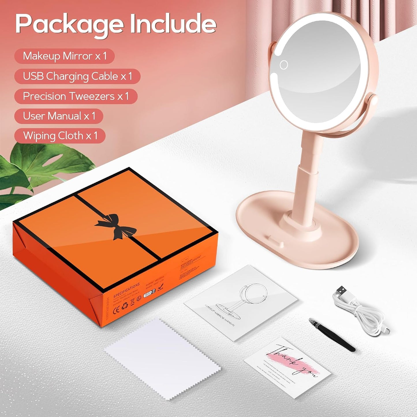 B Beauty Planet Espejo de maquillaje con luces, espejo de aumento i...
