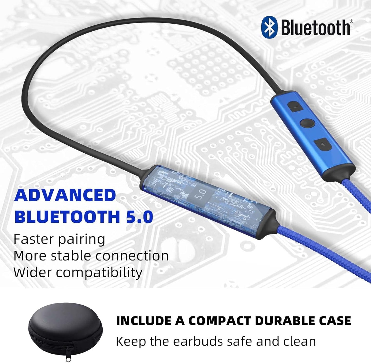 Tapones para los Oídos Auriculares Bluetooth para el Trabajo, Auriculares Inalámbricos con Banda para el Cuello, Reducción de Ruido Auriculares Intrauriculares con Micrófono y Controles