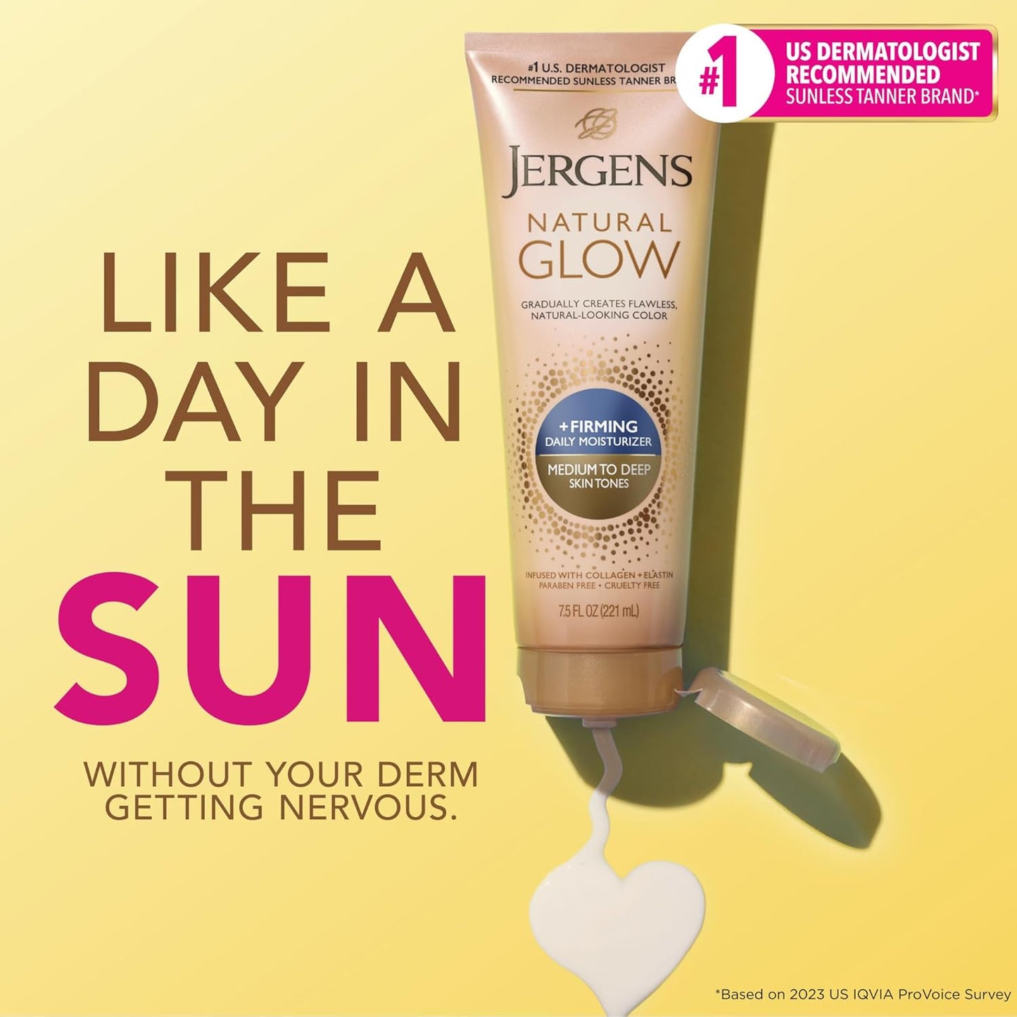Jergens Glow natural + reafirmante, Tanner, Tanner sin sol para ton...