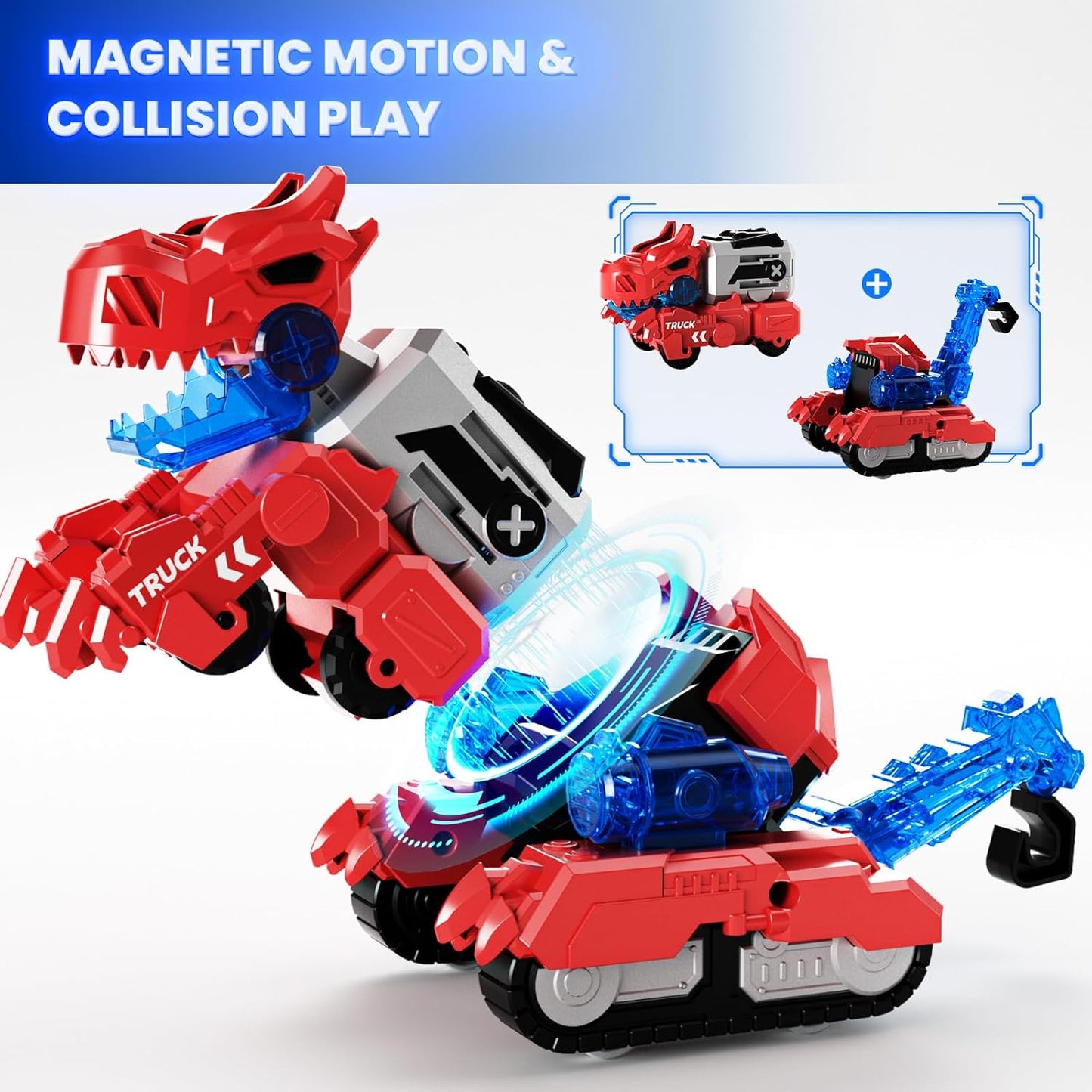 Juguetes magnéticos de robot transformables de dinosaurios, camiones de construcción de dinosaurios 6 en 1 para niños, juguetes magnéticos para niños y niñas de 3, 4, 5, 6, 7, 8, regalo