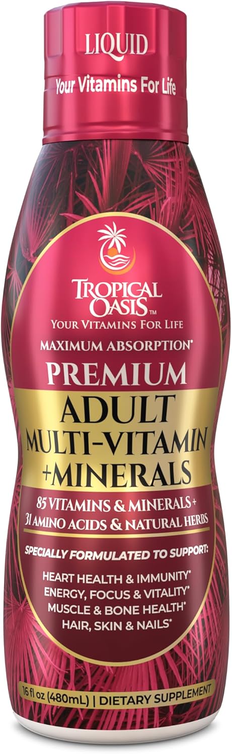 Tropical Oasis Multivitamínico líquido para adultos, suplemento mul...