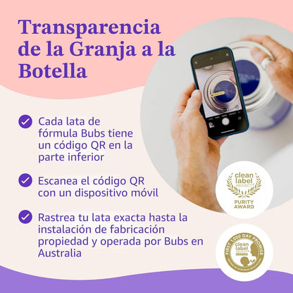 Bubs Fórmula Infantil de 365 Días de Ganado Alimentado con Pasto co...