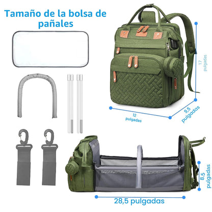 Jeryswet Bolsas de pañales para bebé con cambiador, mochila imperme...