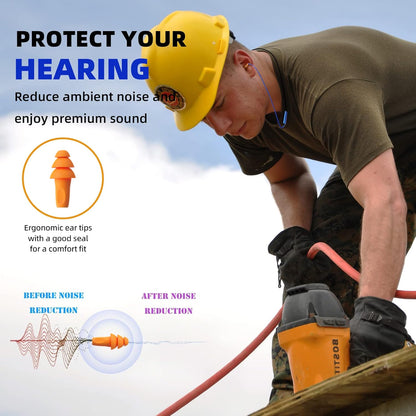 Tapones para los Oídos Auriculares Bluetooth para el Trabajo, Auriculares Inalámbricos con Banda para el Cuello, Reducción de Ruido Auriculares Intrauriculares con Micrófono y Controles