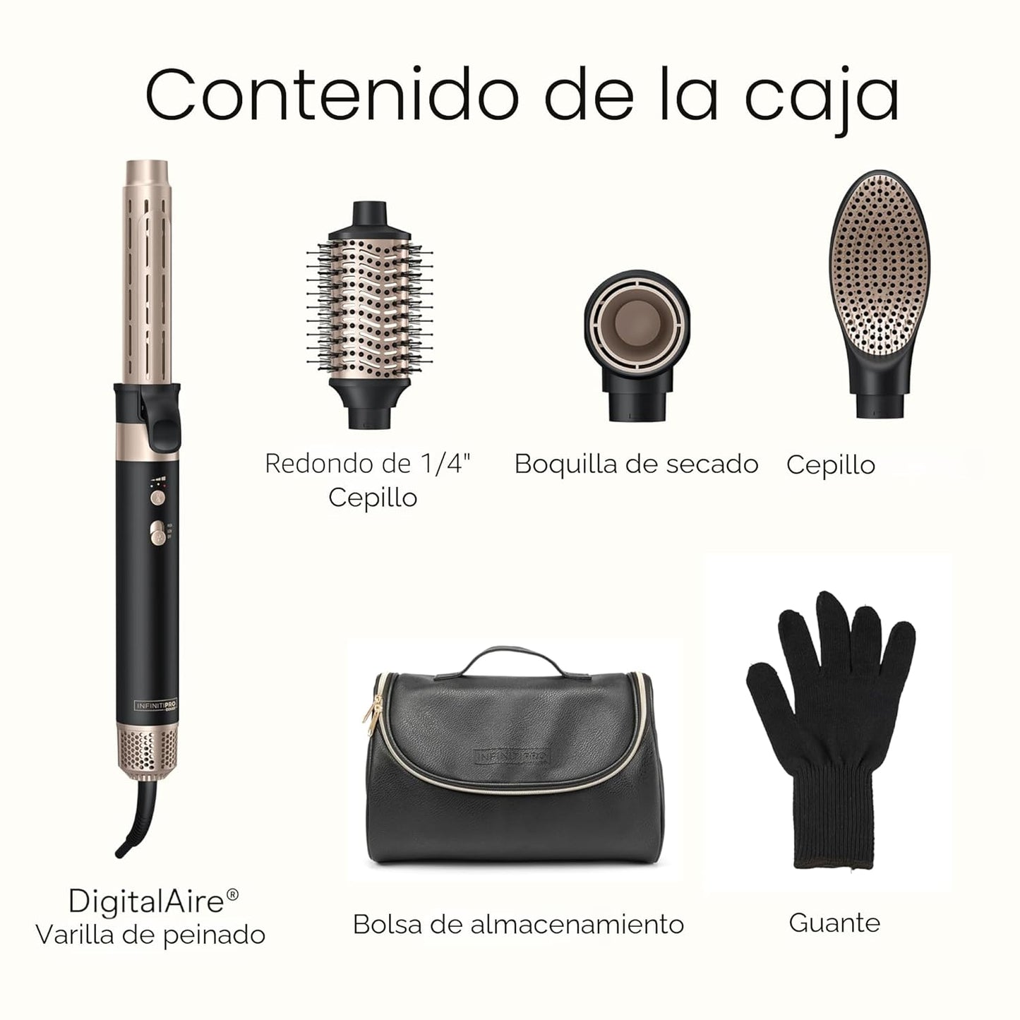 Infiniti PRO CONAIR Varita de peinado húmedo a seco, herramienta de peinado múltiple para rizos, ondas, peinados y volumen, 4 accesorios y bolsa de almacenamiento, exclusivo de Amazon, negro