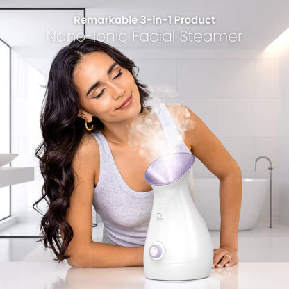 NanoSteamer - Vaporizador facial nano iónico grande 3 en 1 con cont...