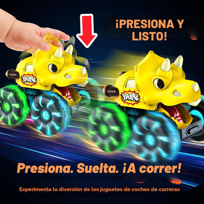 Juguetes de Camiones Monstruo y Autos de Dinosaurio para Niños Pequeños de 1 a 3, Autos a Presión y Camiones de Juguetes para Niños de 1, 2, 3, 4, 5 Años, Regalo para Niños y Niñas, Autos de