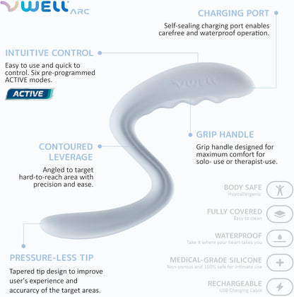 IntiMD VWELL - Varita vibratoria de silicona de arco erognómico par...