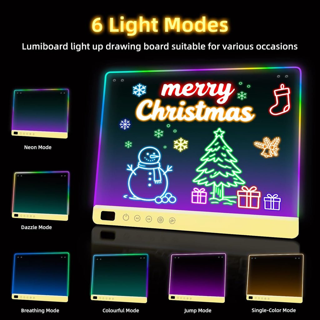 Lumiboard Tablero de dibujo LED con 13 efectos de luz, tablero de n...
