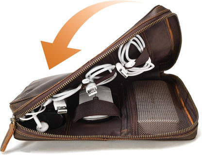 Polare - Organizador de cables de viaje de cuero de grano completo,...