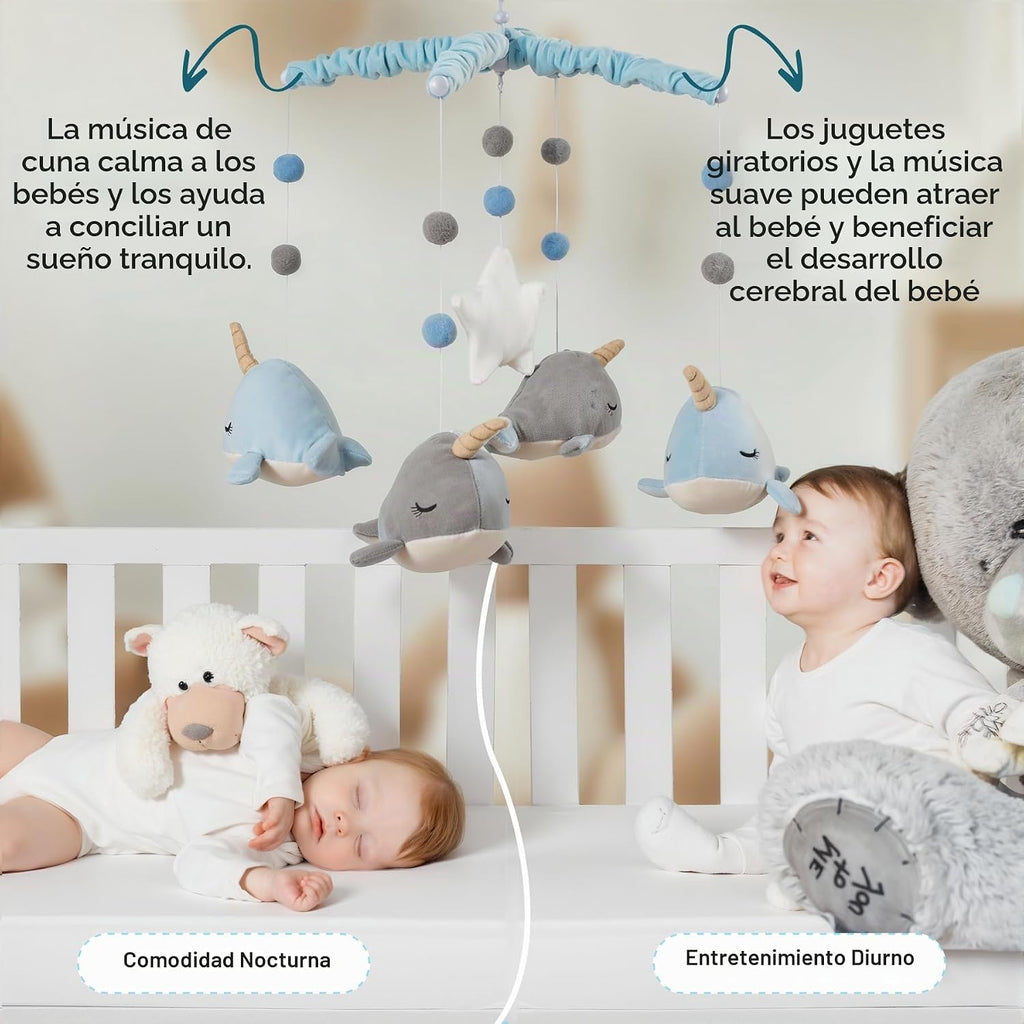 Narwhal - Móvil para cuna de bebé para decoración de guardería con...