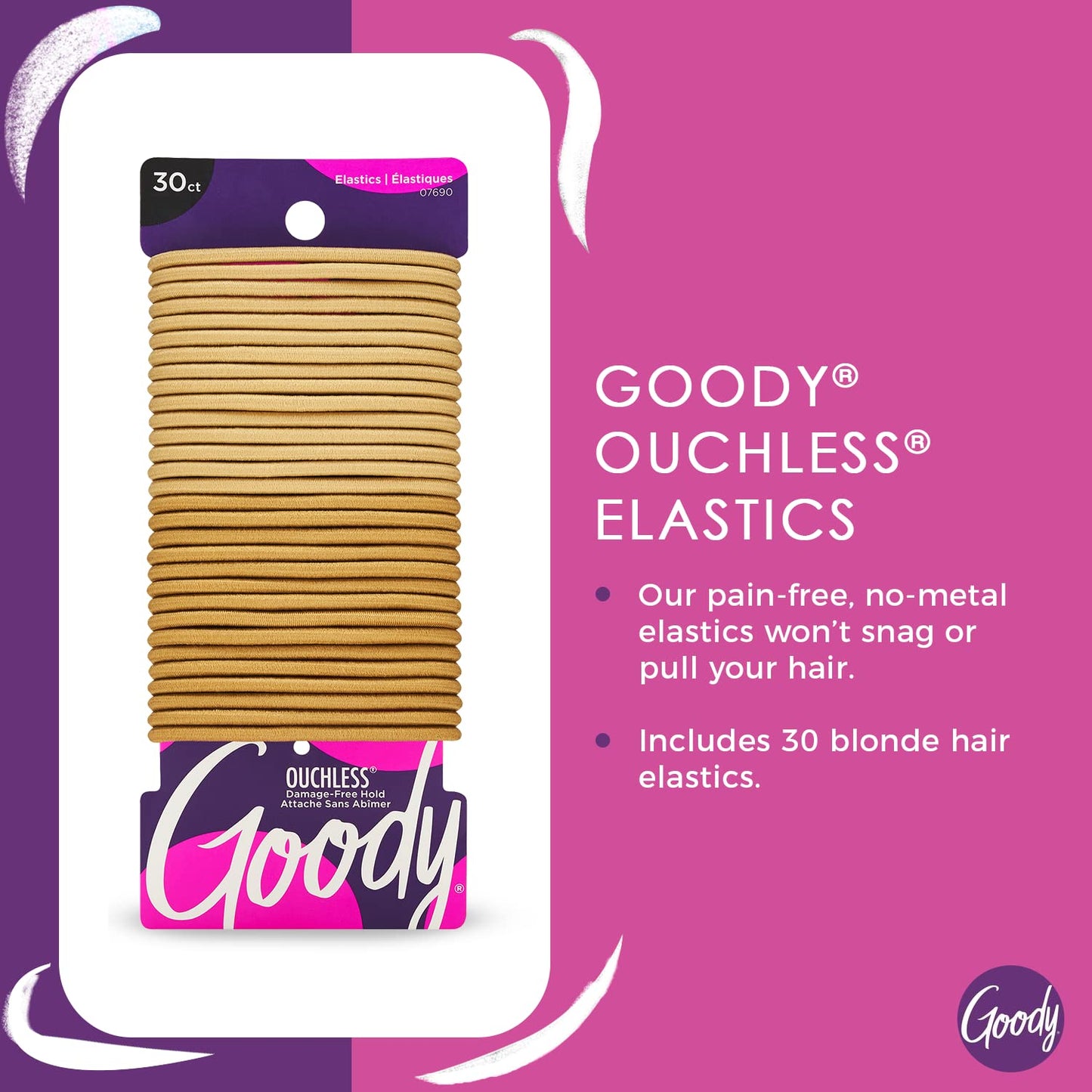 Goody WoMens Ouchless - Elásticos de 0.157 in, rubias, 30 unidades
