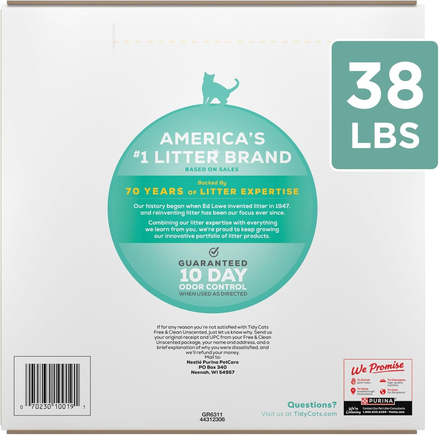 Purina Tidy Cats - Arena para gatos libre y limpia sin perfume - Ca...