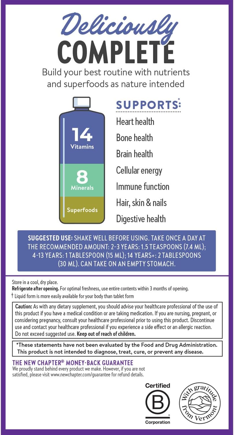 New Chapter Multivitamínico Líquido + Suplemento Mineral para Benef...