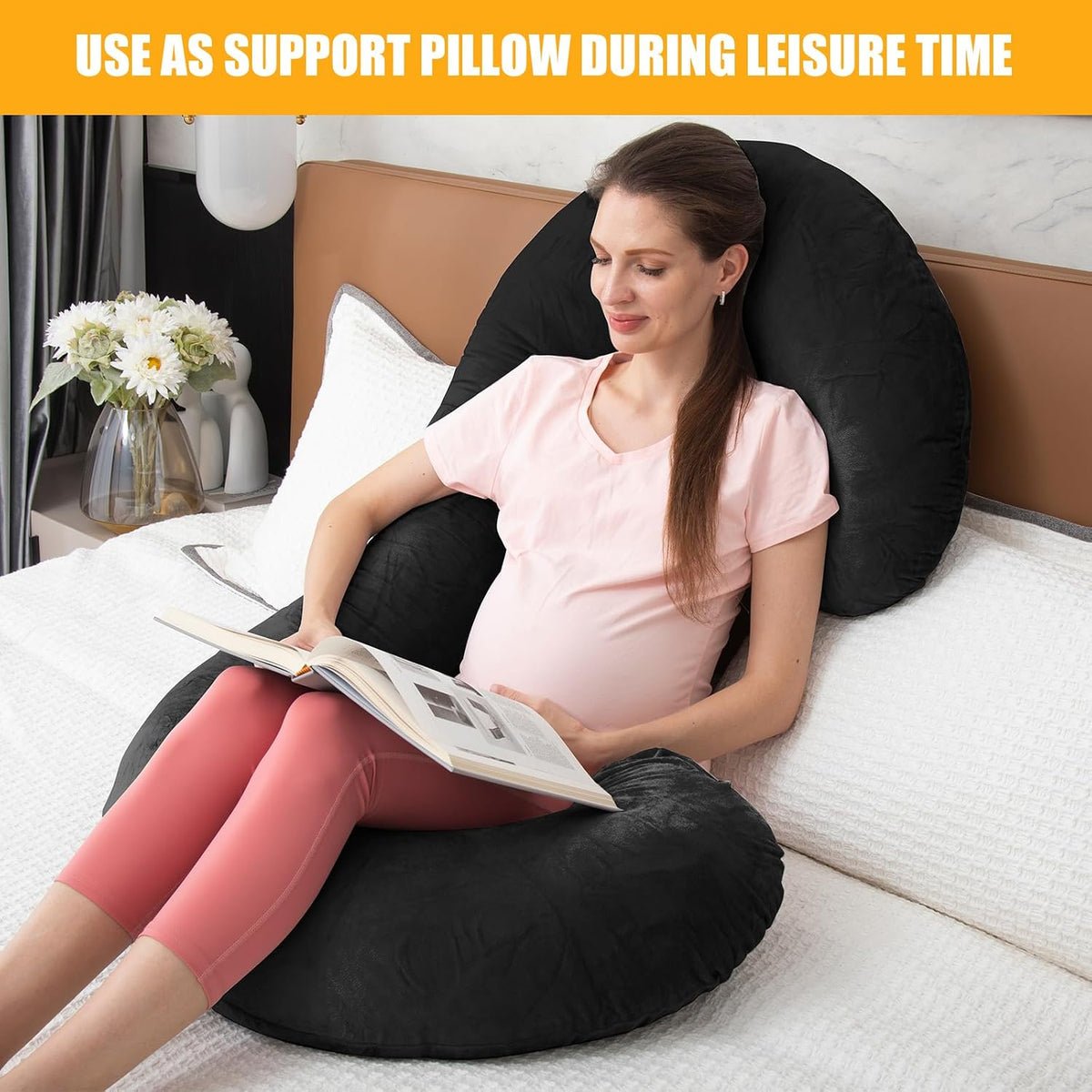 1 MIDDLE ONE Almohada de embarazo, almohada de cuerpo completo en f...
