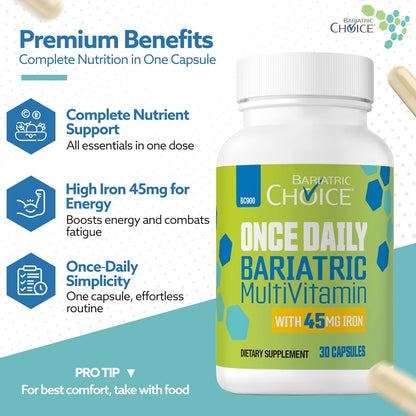 Bariatric Choice Multivitamínico bariátrico una vez al día con 45 m...