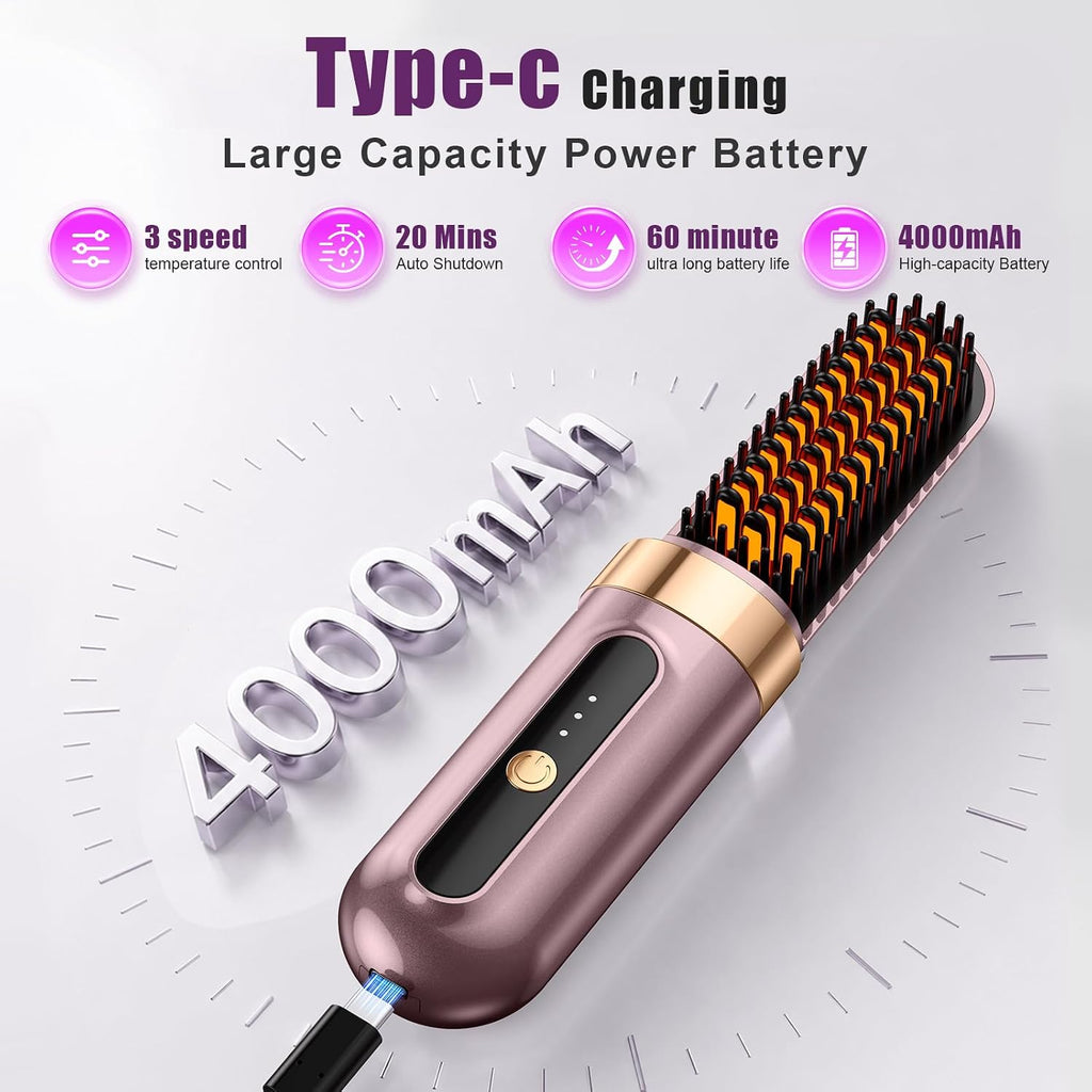 Go Brush Pro 2026, cepillo alisador de cabello inalámbrico, iónico...