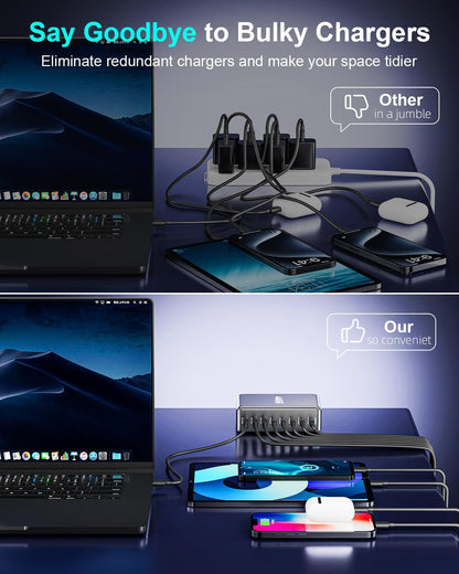 Bloque de cargador rápido USB C GAN de 440 W, estación de carga de...