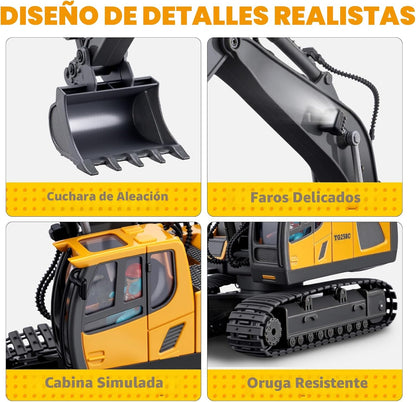 Samtop Juguetes de excavadora con control remoto, vehículos de cons...