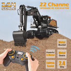 kolegend - Excavadora RC de 22 canales, pala de metal, brazos indep...