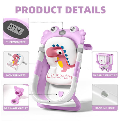 Bañera plegable para bebés de infantes a niños pequeños con monitor...