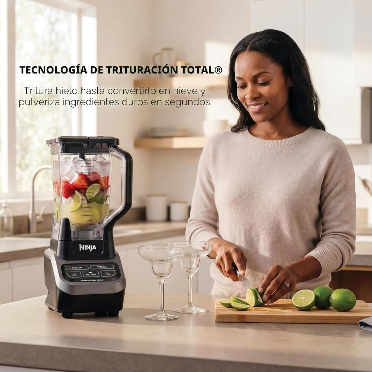 Licuadora profesional Ninja BL610, Negro | Las cuchillas triturador...