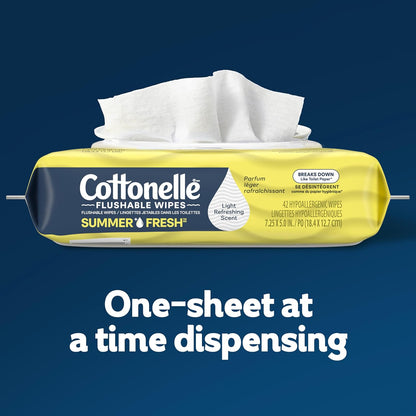Cottonelle Toallitas desechables perfumadas Summer Fresh, 2 paquetes abatibles, 42 toallitas húmedas por paquete