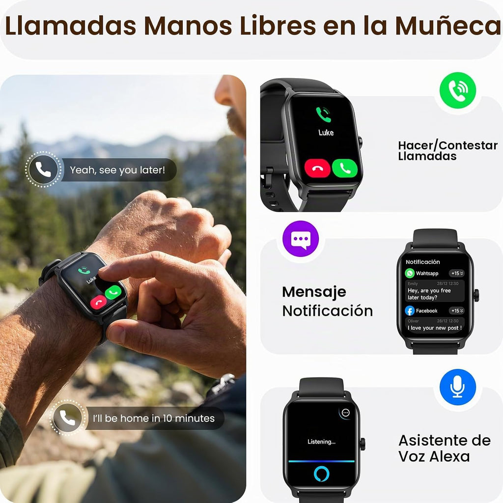Fitpolo Relojes inteligentes para hombre, Android y iPhone, Alexa i...