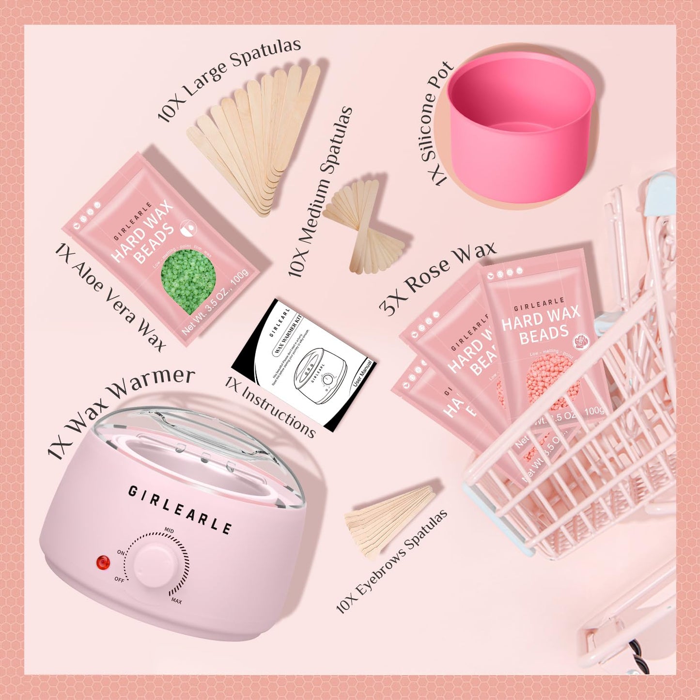 Kit de depilación para mujeres y hombres, GIRLEARLE calentador de c...