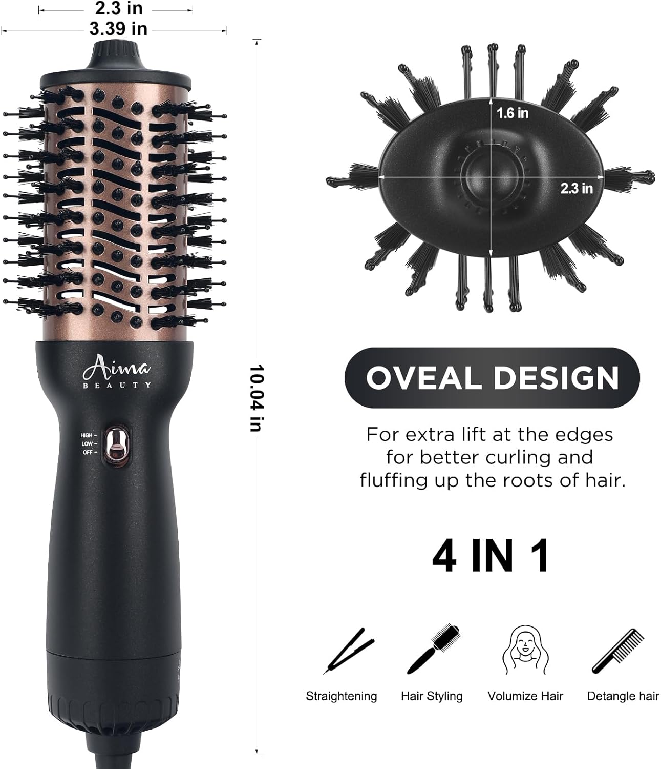 Aima Beauty 4 en 1 Cepillo de Aire Caliente para Viajes Mundiales d...