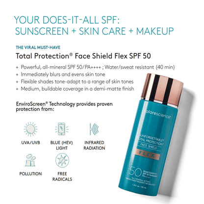 Colorescience Protector facial de protección total Flex SPF 50, 1.8...