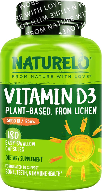 NATURELO Vitamina D - 5000 UI - Basada en plantas de liquen - Suple...