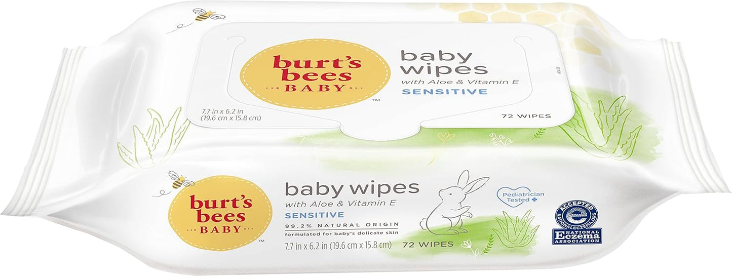 Burt's Bees Baby toallitas sin cloro, 72 unidades. El embalaje puede variar.