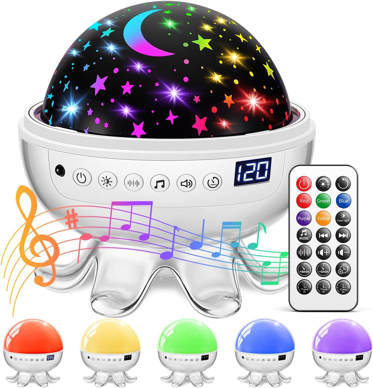 Máquina de sonido para bebés para niños, proyector de luz nocturna...
