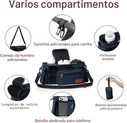 Momcozy: Organizador universal para cochecito con soporte para taza...