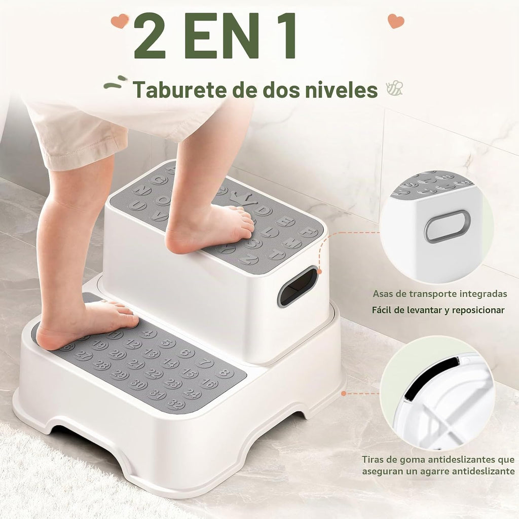 COOSEYA Taburetes de 2 escalones para niños, taburete para lavabo d...