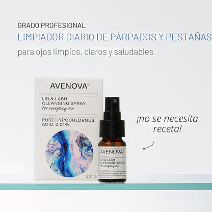 Avenova Spray Limpiador de Párpados y Pestañas - Botella de 0.68 fl oz - Spray Suave de Ácido Hipocloroso Puro para Uso Diario para Irritación Ocular