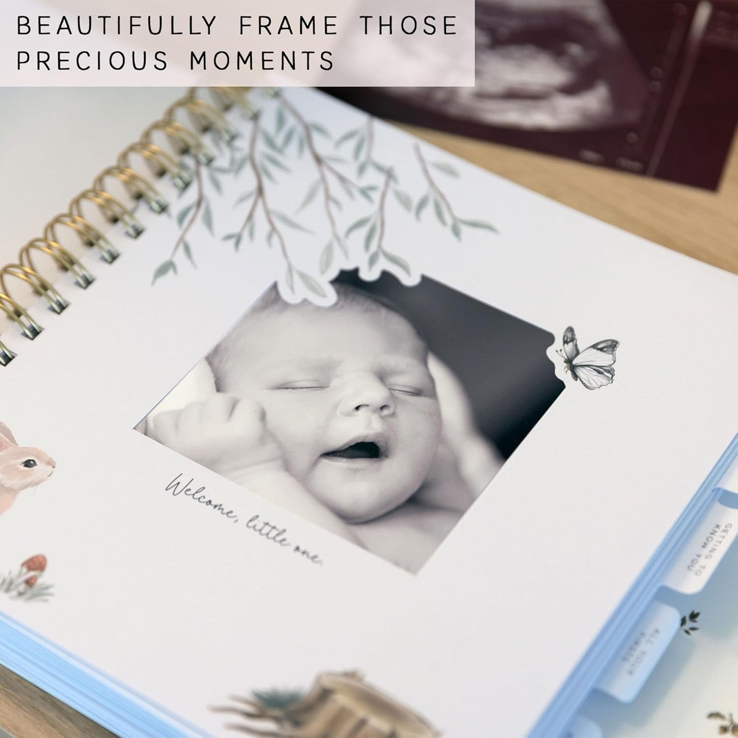 Libro de recuerdos para bebés para niño o niña, primer álbum de recuerdos de 5 años, desde el embarazo hasta los cinco años, libro para registrar los hitos y fotos del bebé, libros de fotos neutrales