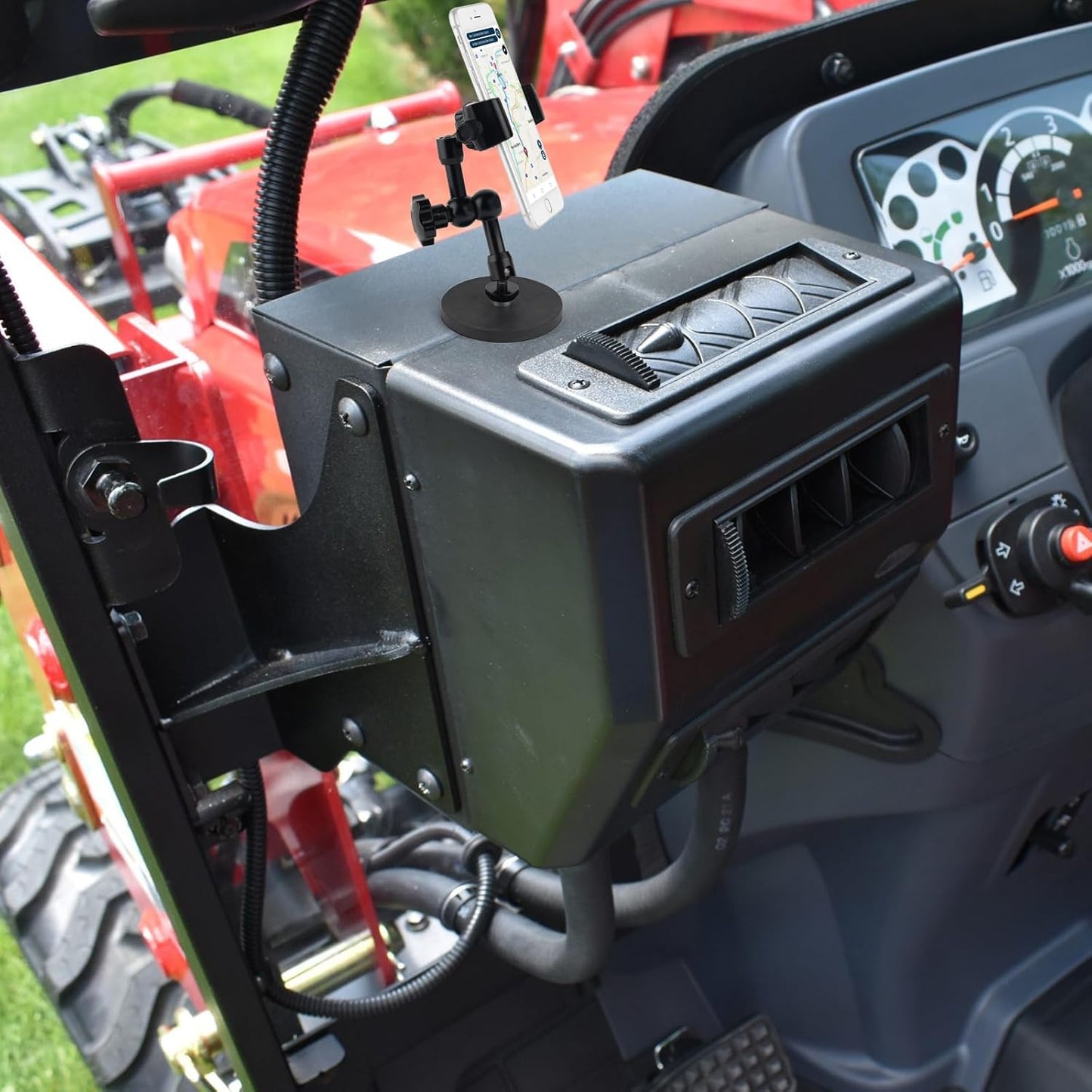 Soporte magnético para teléfono, soporte de teléfono resistente para camión, tractor, montacargas, barcos, vehículos de motor, compatible con iPhone/Nexus/Smartphone, brazo ajustable de 360° y base magnética de 3.46 pulgadas