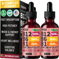 (Paquete de 2) Gotas líquidas de vitamina B12 y B6, complejo de vit...