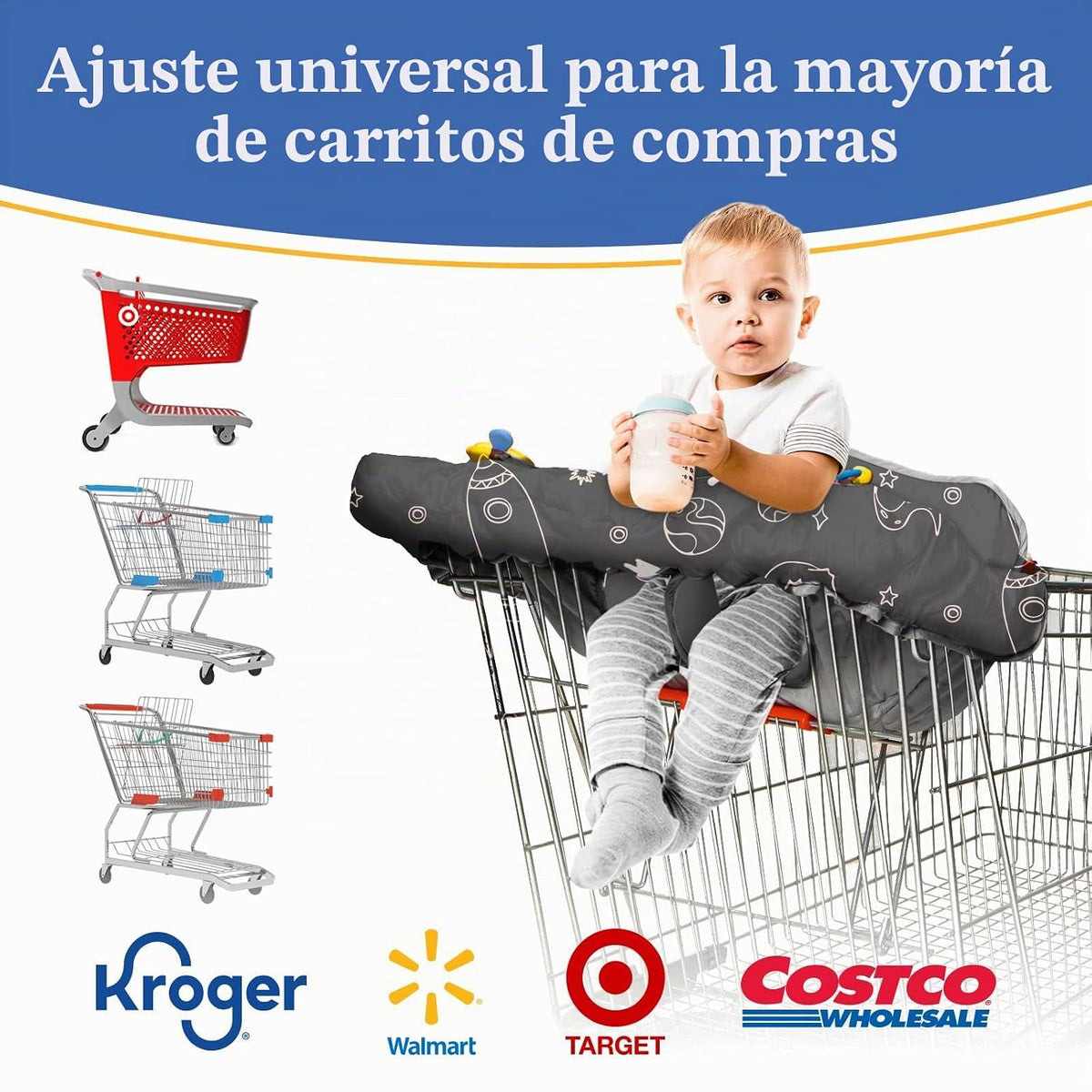 PILLANI Funda para carrito de compras para bebé, funda para silla a...